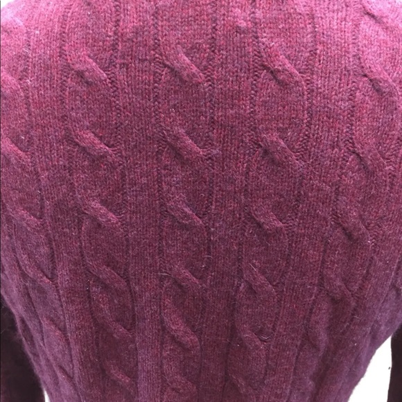 Eddie Bauer Cable Knit Violet Small Cotton Angora L/S  V-Neck Women Sweater - Picture 10 of 11